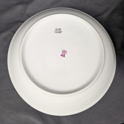 T&V Limoges 7.75 Soup Salad Bowls Blue & Gold Garland with Pink Roses Set of 2 - Thumbnail 6