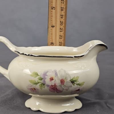 Homer Laughlin Virginia Rose Gravy Boat Creamer C52N8 USA Vintage - Thumbnail 9