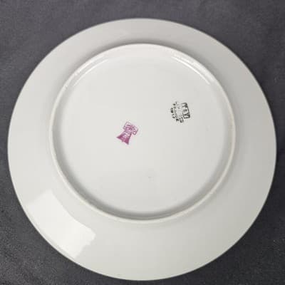 T&V Limoges Dessert Plates 6" Blue & Gold Garland with Pink Roses Set of 4 - Thumbnail 4