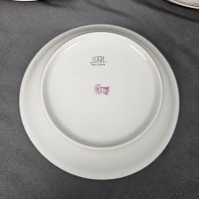 T&V Limoges 5" Fruit Dessert Bowls Blue & Gold Garland with Pink Roses Set of 3 - Thumbnail 5