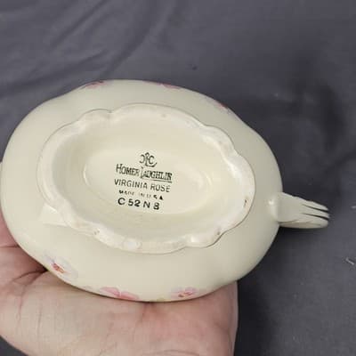 Homer Laughlin Virginia Rose Gravy Boat Creamer C52N8 USA Vintage - Thumbnail 6