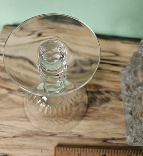 Vintage Crystal Glass Square Cut Liquor Decanter & Stopper with 2 Glasses - Thumbnail 12