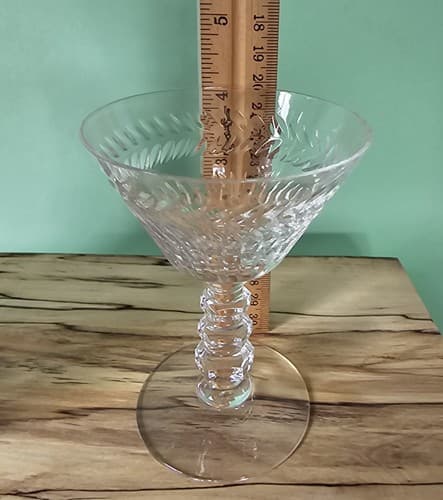 Vintage Crystal Glass Square Cut Liquor Decanter & Stopper with 2 Glasses - Thumbnail 8