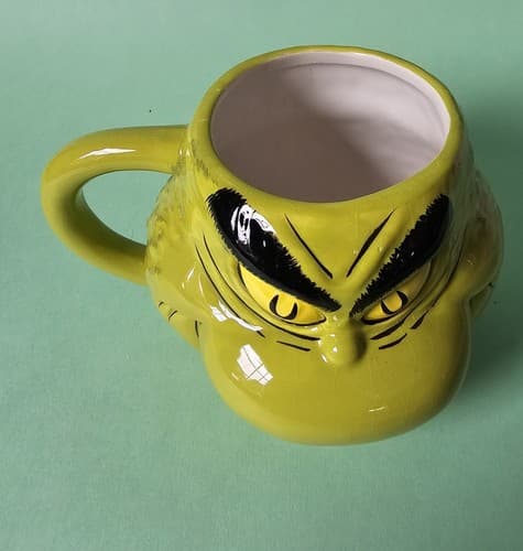Dr Seuss The Grinch Head Shaped Coffee Mug Novelty Mugs Tea Cup Christmas Gift - Thumbnail 2