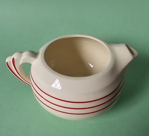 Creamer Ribbed Red Stripes 699-15 Ceramic Handle Spout 2.5" Tall - Thumbnail 2