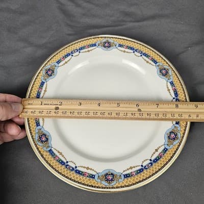 T&V Limoges Lunch Plates 8.75" Blue & Gold Garland with Pink Roses Set of 2 - Thumbnail 2