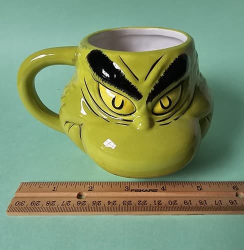 Dr Seuss The Grinch Head Shaped Coffee Mug Novelty Mugs Tea Cup Christmas Gift - Thumbnail 6