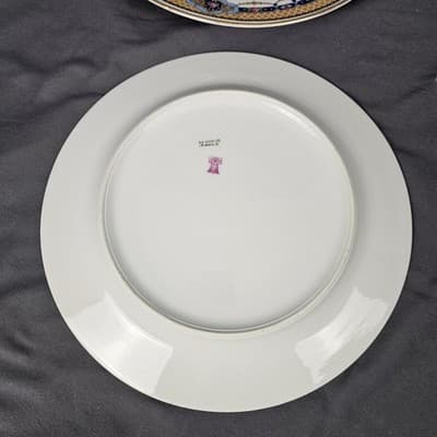 T&V Limoges Lunch Plates 8.75" Blue & Gold Garland with Pink Roses Set of 2 - Thumbnail 5