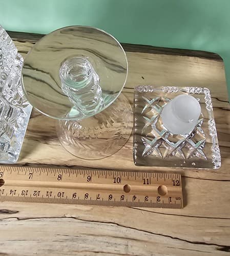 Vintage Crystal Glass Square Cut Liquor Decanter & Stopper with 2 Glasses - Thumbnail 10