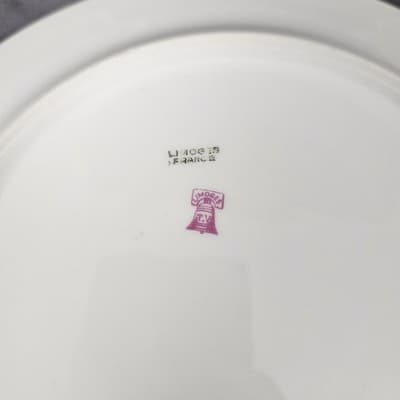 T&V Limoges Lunch Plates 8.75" Blue & Gold Garland with Pink Roses Set of 2 - Thumbnail 6