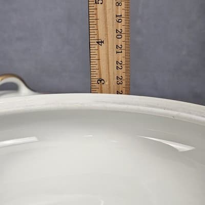 T&V Limoges Covered Veg. Bowl With Lid Blue & Gold Garland with Pink Roses - Thumbnail 10