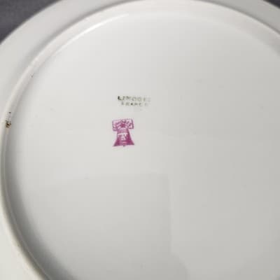 T&V Limoges Salad Plate 7.5" Blue & Gold Garland with Pink Roses - Thumbnail 5