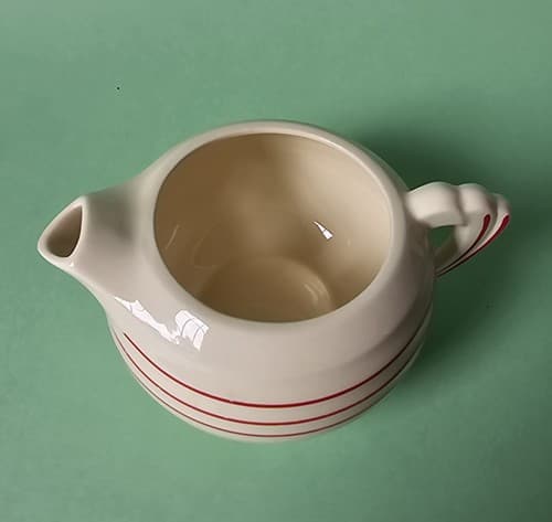 Creamer Ribbed Red Stripes 699-15 Ceramic Handle Spout 2.5" Tall - Thumbnail 4