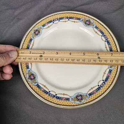 T&V Limoges Salad Plate 7.5" Blue & Gold Garland with Pink Roses - Thumbnail 2