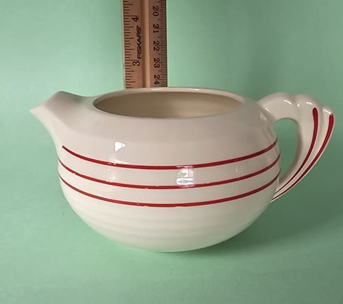 Creamer Ribbed Red Stripes 699-15 Ceramic Handle Spout 2.5" Tall - Thumbnail 7