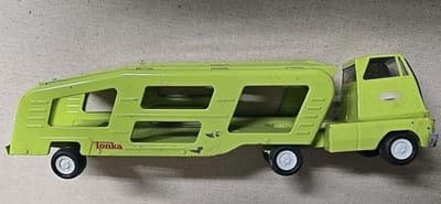 Vintage Tonka Pressed Steel Green Auto Transport Car Carrier Hauler Semi - Thumbnail 6