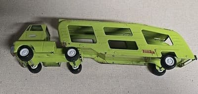 Vintage Tonka Pressed Steel Green Auto Transport Car Carrier Hauler Semi