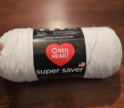 Skein Red Heart Super Saver Worsted Acrylic Yarn 7oz 364 Yds White E300
