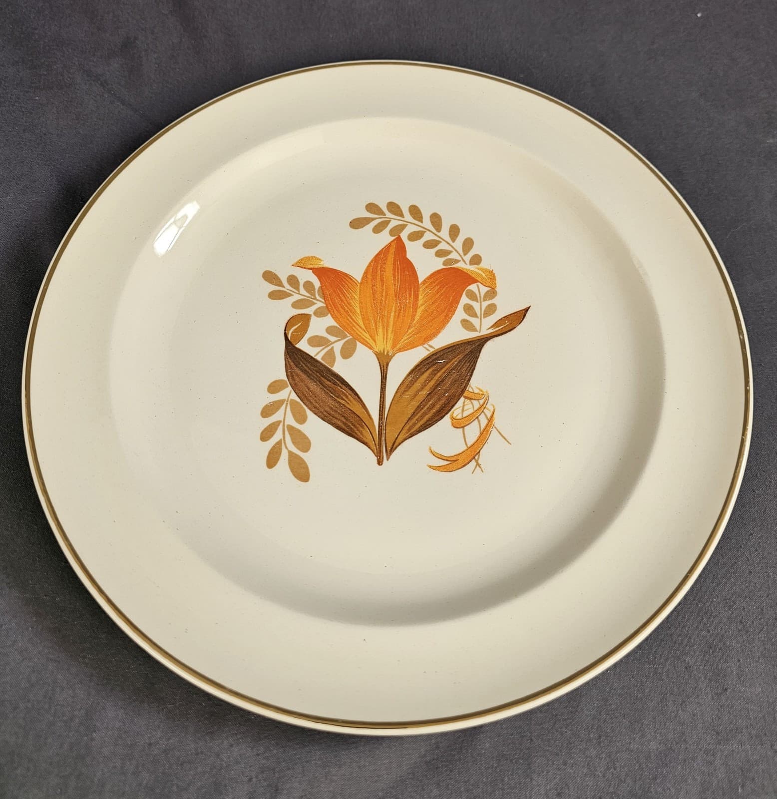 Vintage Bakelite Modern Tulip by Harker Set of 3 - 10" Serving Dinner Plates