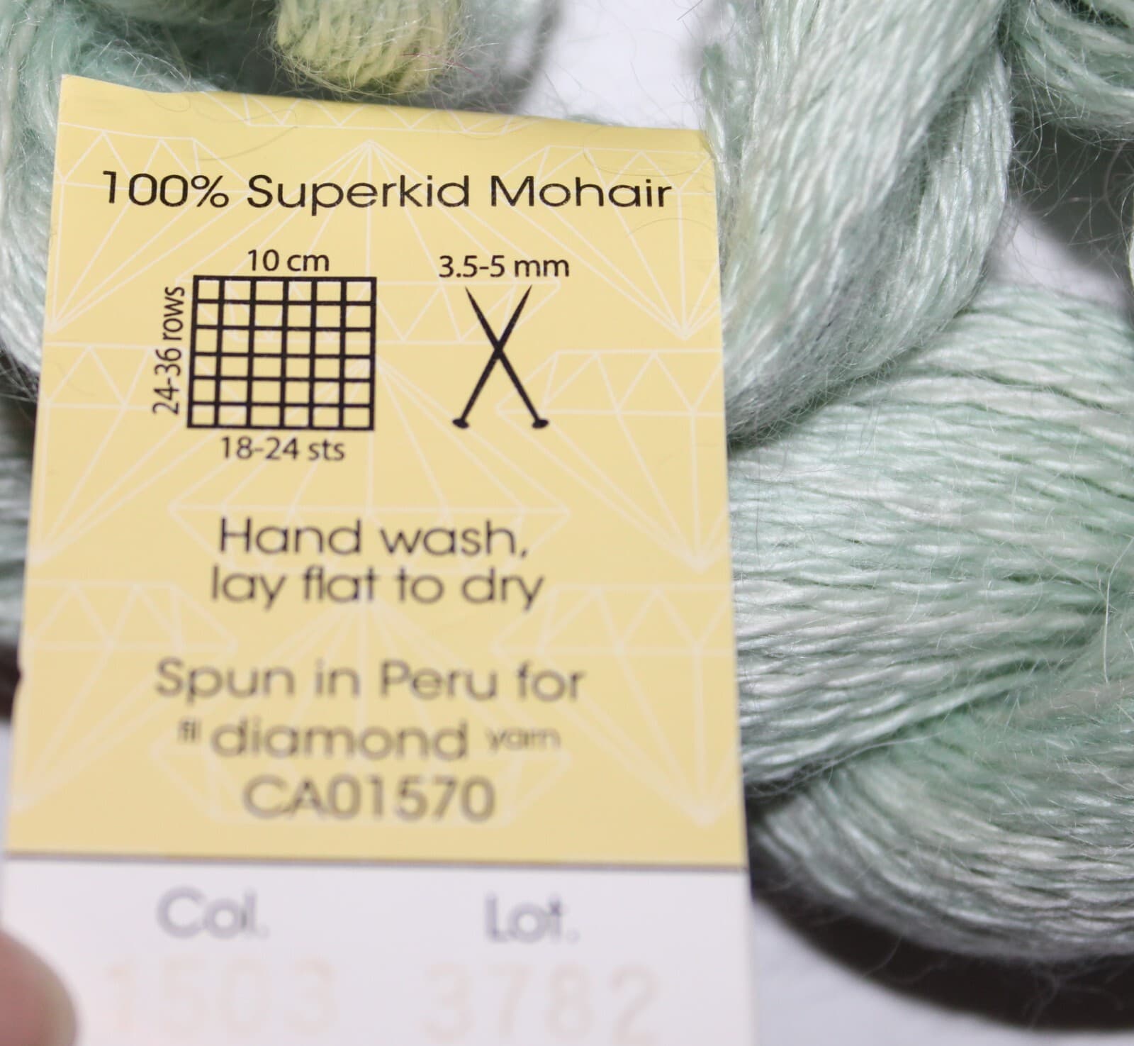 Diamond Luxury Pure 100% Superkid Mohair Yarn Col 1503 Green 50gr 207m - Thumbnail 3