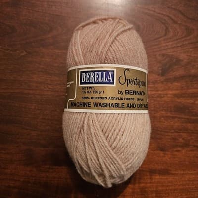 Bernat Berella Sportspun Sandstone Heather Yarn 3 ply US6 Acrylic #2892 1.5oz