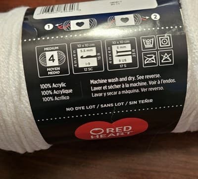 Skein Red Heart Super Saver Worsted Acrylic Yarn 7oz 364 Yds White E300 - Thumbnail 7