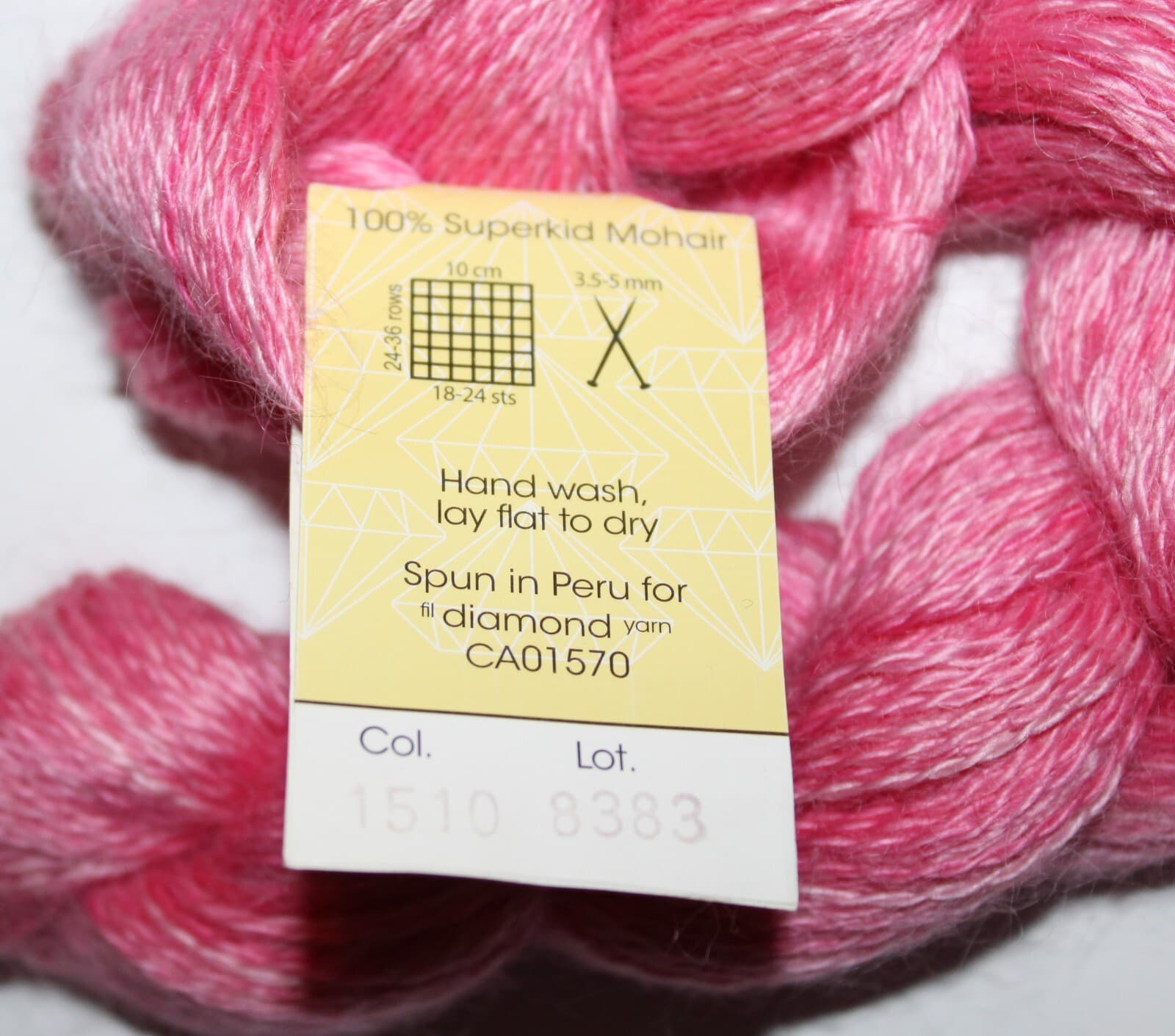 Diamond Luxury Pure 100% Superkid Mohair Yarn Col 1510 Lt Pink 50gr 207m - Thumbnail 4