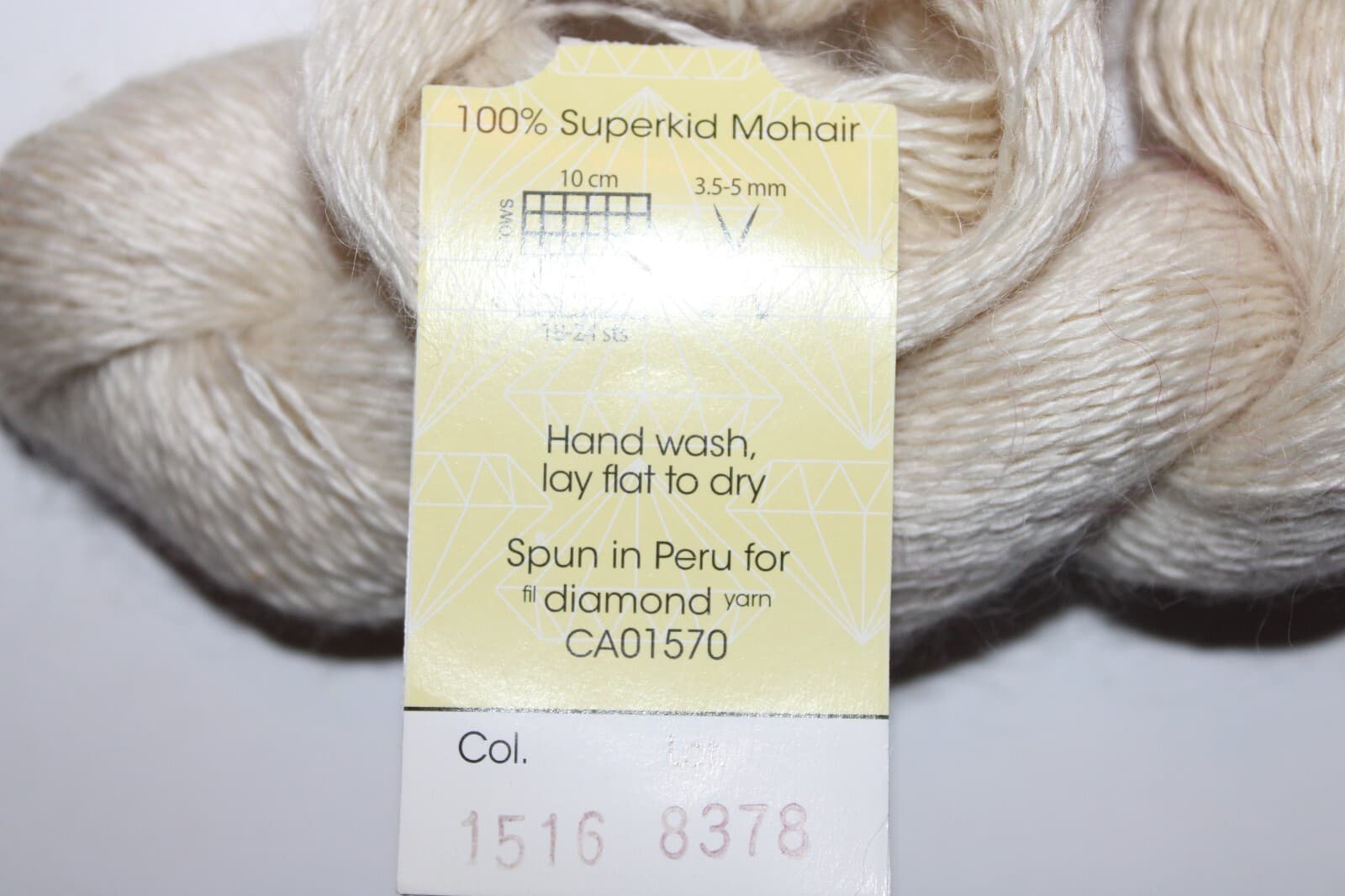 Diamond Luxury Pure 100% Superkid Mohair Yarn Col 1516 Creme 50gr 207m - Thumbnail 3