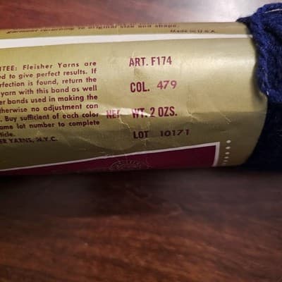 Vintage Fleishers Winsom Easy Care Yarn Dark Blue Col 479 Acrylic 2 oz. - Thumbnail 6