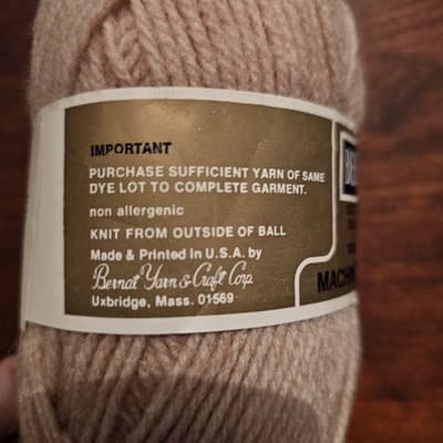 Bernat Berella Sportspun Sandstone Heather Yarn 3 ply US6 Acrylic #2892 1.5oz - Thumbnail 5