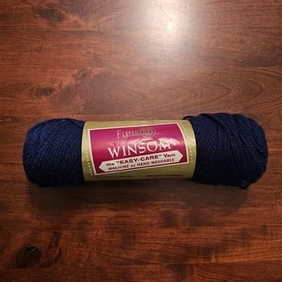 Vintage Fleishers Winsom Easy Care Yarn Dark Blue Col 479 Acrylic 2 oz.
