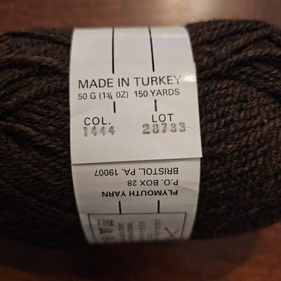 Plymouth Yarns Encore DK Brown Col 1444 75% Acrylic, 25% Wool US5-6 50gr, 150yds - Thumbnail 3
