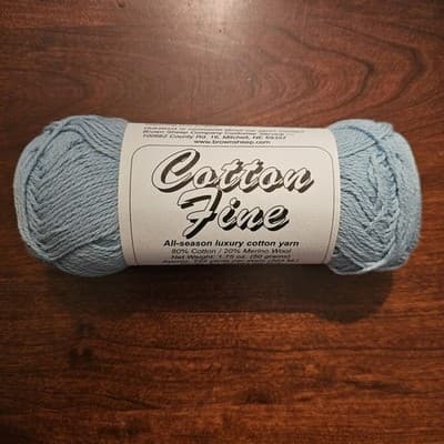 Brown Sheep Co. Cotton Fine 80% Cotton 20% Merino Wool 1.75oz. 222yds Nymph US2