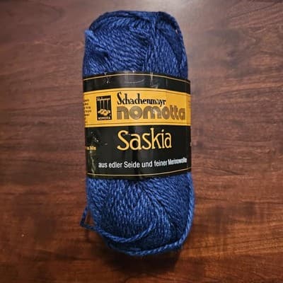 Vintage Schachenmayr Saskia Blue Yarn 60% Silk 40% New Wool 50gr US 2.5-3