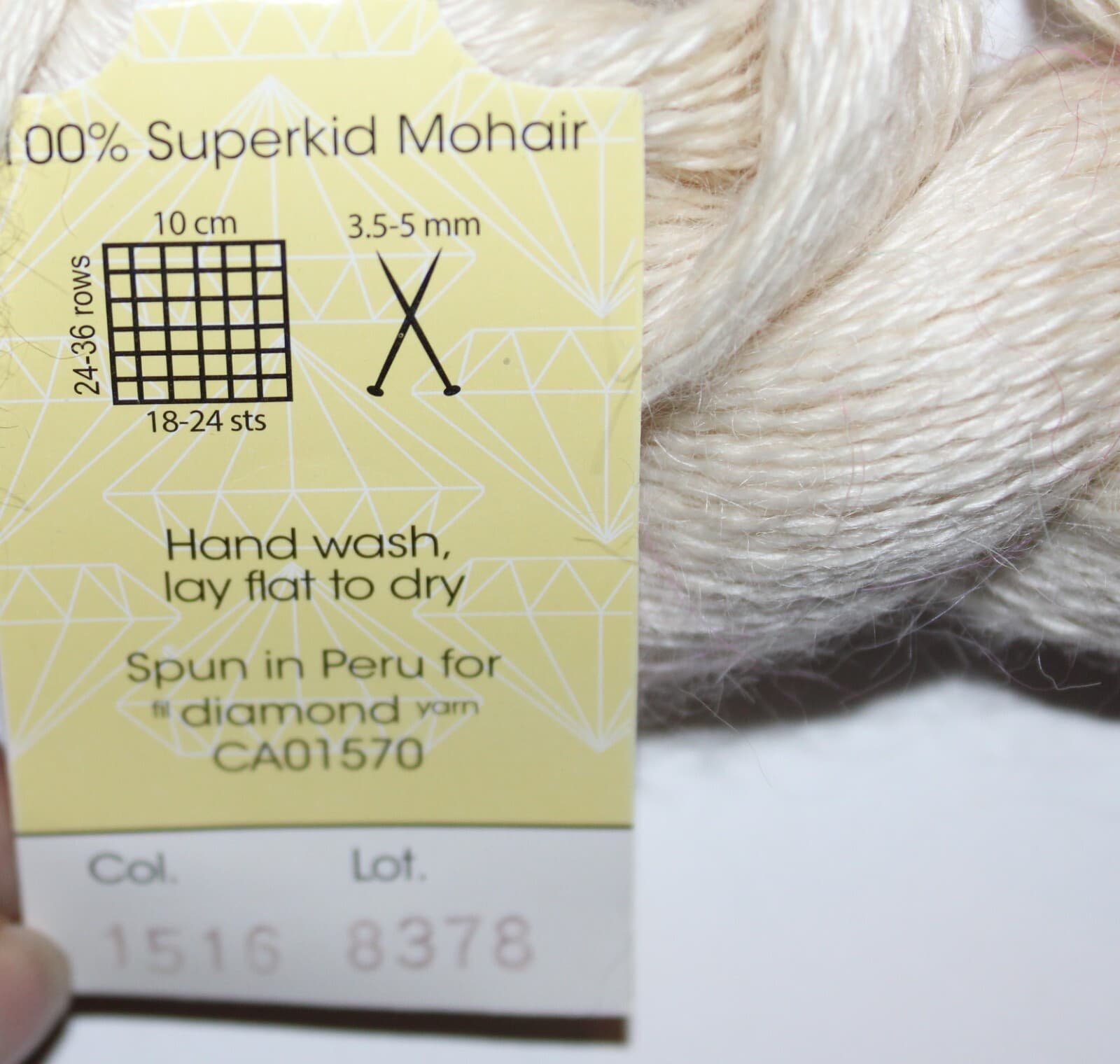 Diamond Luxury Pure 100% Superkid Mohair Yarn Col 1516 Creme 50gr 207m - Thumbnail 4