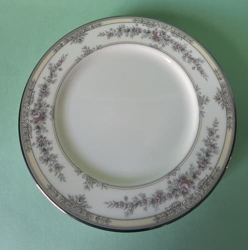 4 Noritake Shenandoah 9729 Platinum Ivory Bone China Bread Plates Mint 6 3/8" - Thumbnail 2