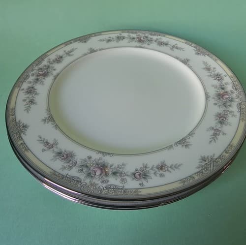Set Of 4 Noritake Shenandoah 9729 Platinum Rim Ivory Bone China Salad Plate 8.25 - Thumbnail 7