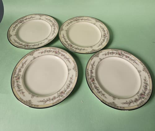 4 Noritake Shenandoah 9729 Platinum Ivory Bone China Bread Plates Mint 6 3/8" - Thumbnail 7