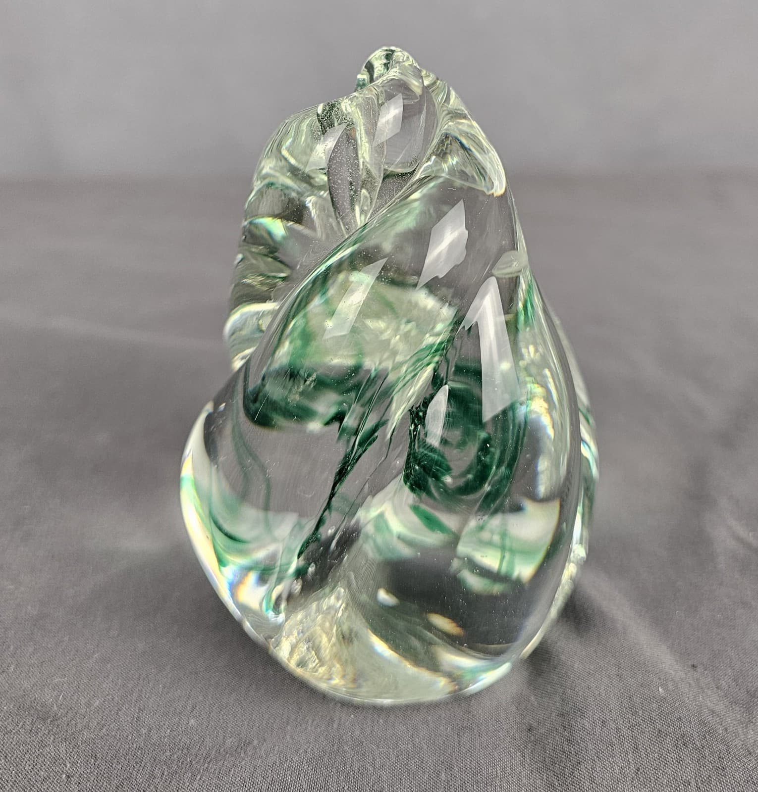 Art Glass Paperweight Gentle Glass WV Egg Shaped Swirl 4" Tall Green - Thumbnail 2