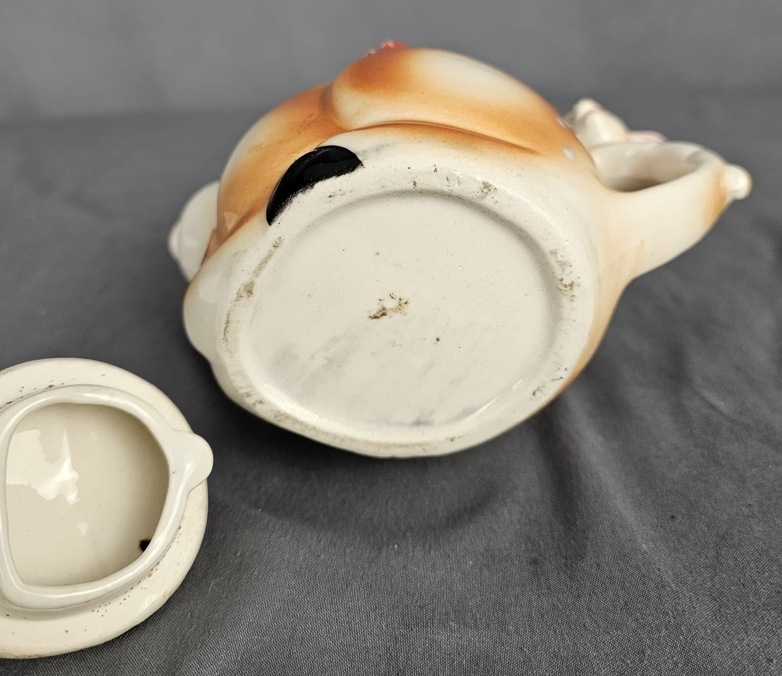 Rudolph The Red Nosed Reindeer Ceramic Christmas Teapot 4" Made In Japan Vintage - Thumbnail 5