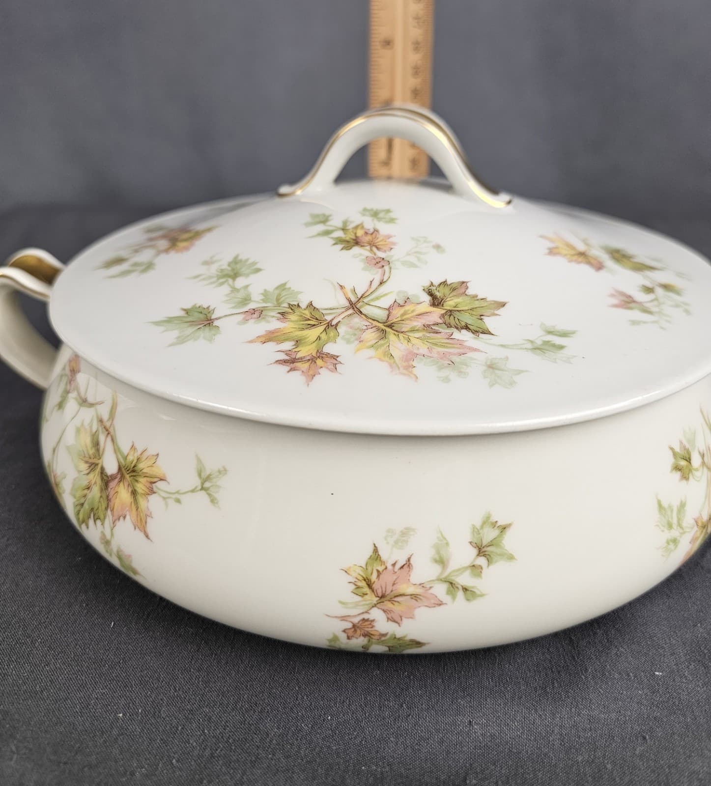 Antique HAVILAND & Co France Limoges Autumn Leaf Porcelain Casserole - Thumbnail 11