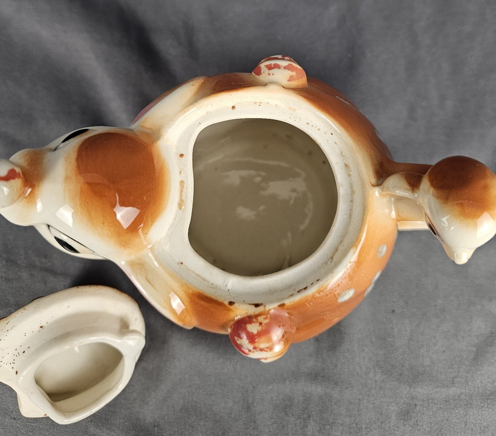 Rudolph The Red Nosed Reindeer Ceramic Christmas Teapot 4" Made In Japan Vintage - Thumbnail 4