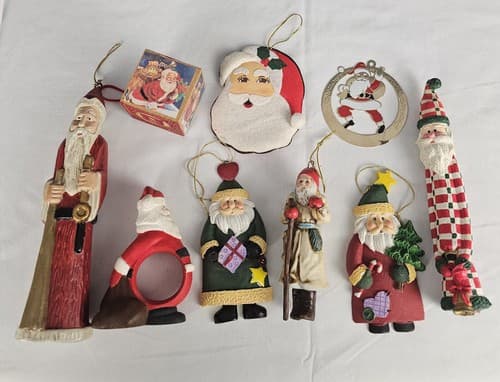 Vintage Santa Claus Group Mixed Group 9 Pieces