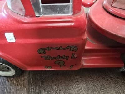 Vintage 1950s Buddy L BLFD #3 Pressed Steel Extension Ladder Fire Truck 26" - Thumbnail 3