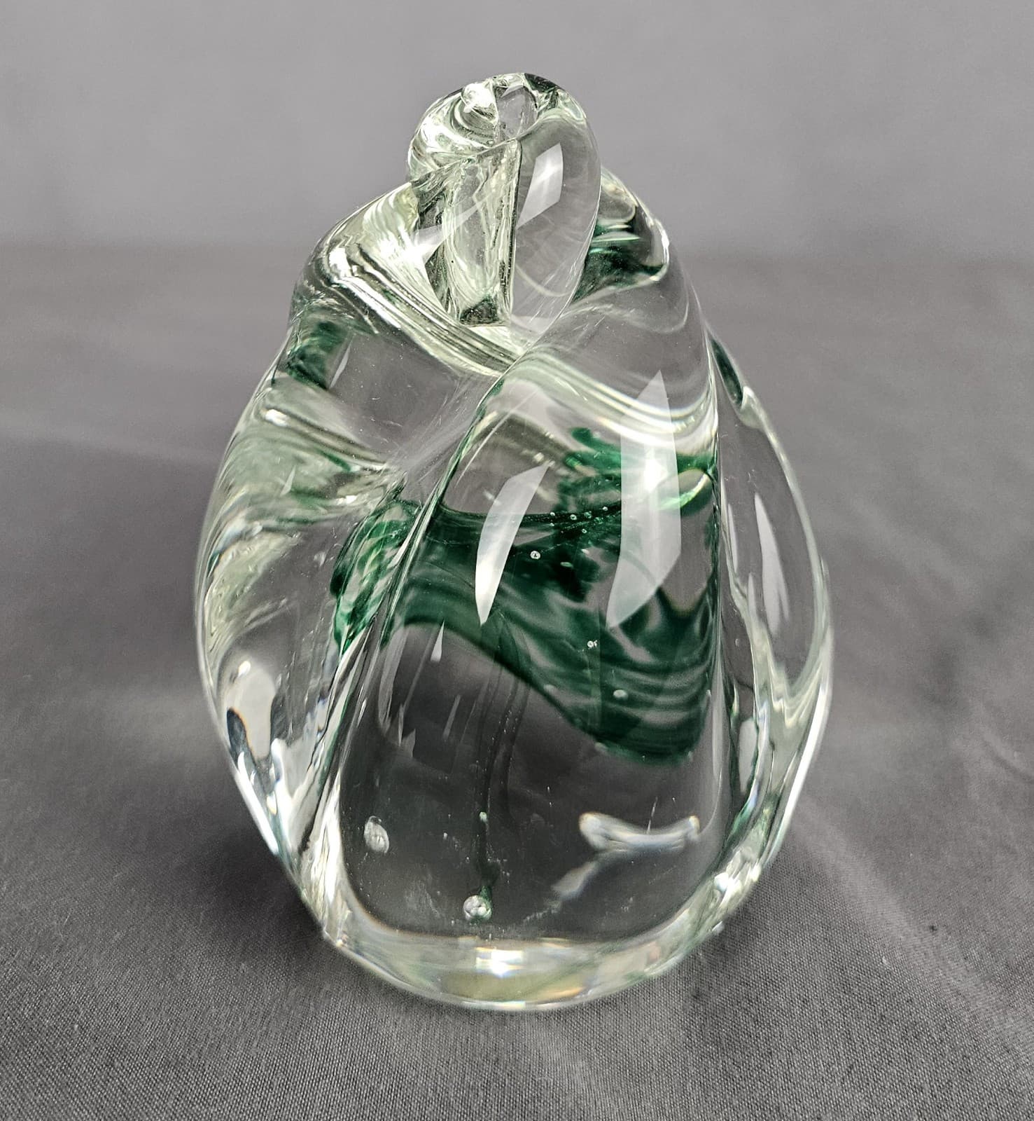 Art Glass Paperweight Gentle Glass WV Egg Shaped Swirl 4" Tall Green - Thumbnail 4