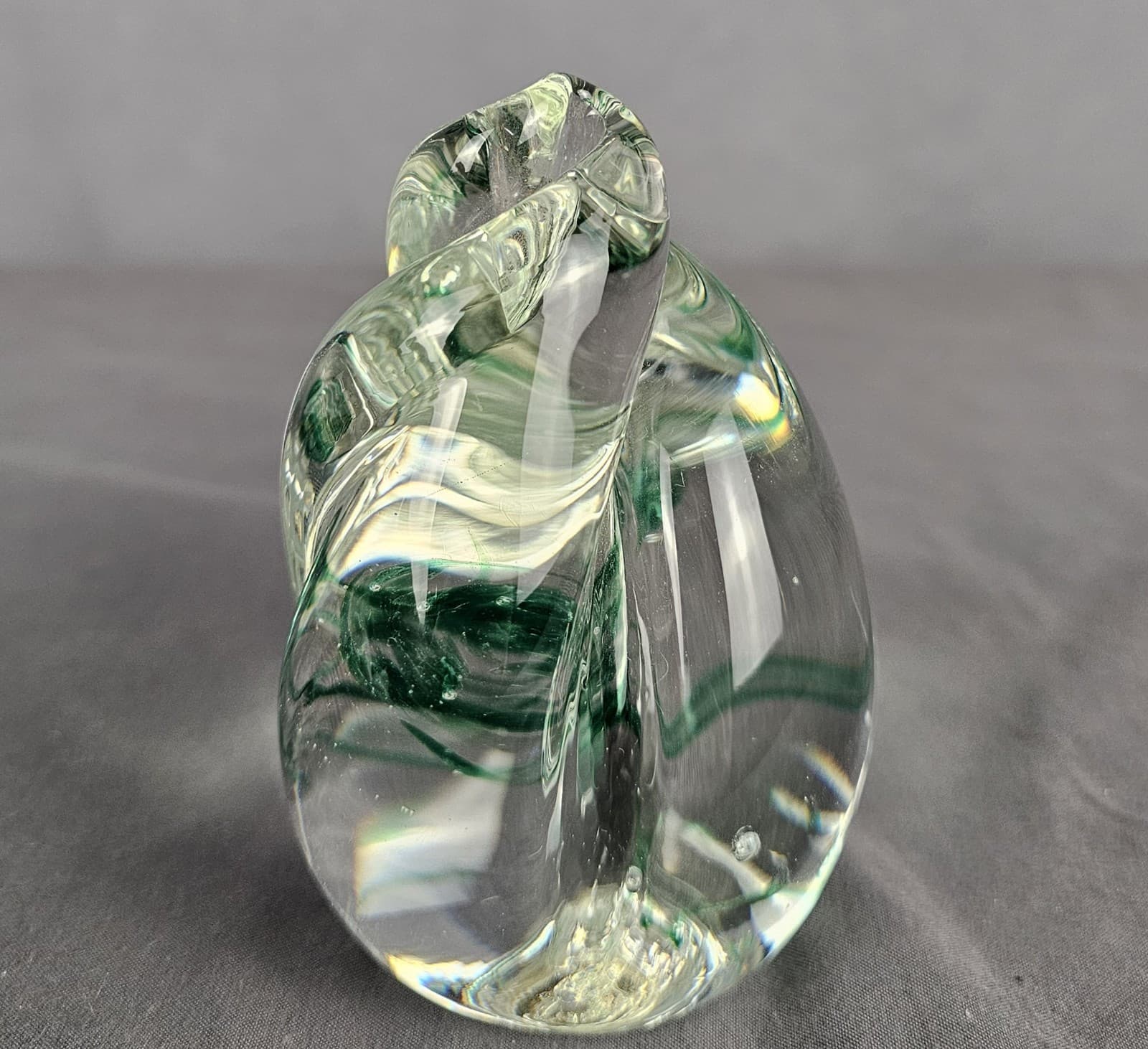 Art Glass Paperweight Gentle Glass WV Egg Shaped Swirl 4" Tall Green - Thumbnail 3