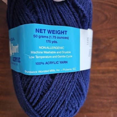 Yarns Brunswick Fore-N-Aft Sport Navy Acrylic 50gr, 175yds US5 - Thumbnail 4