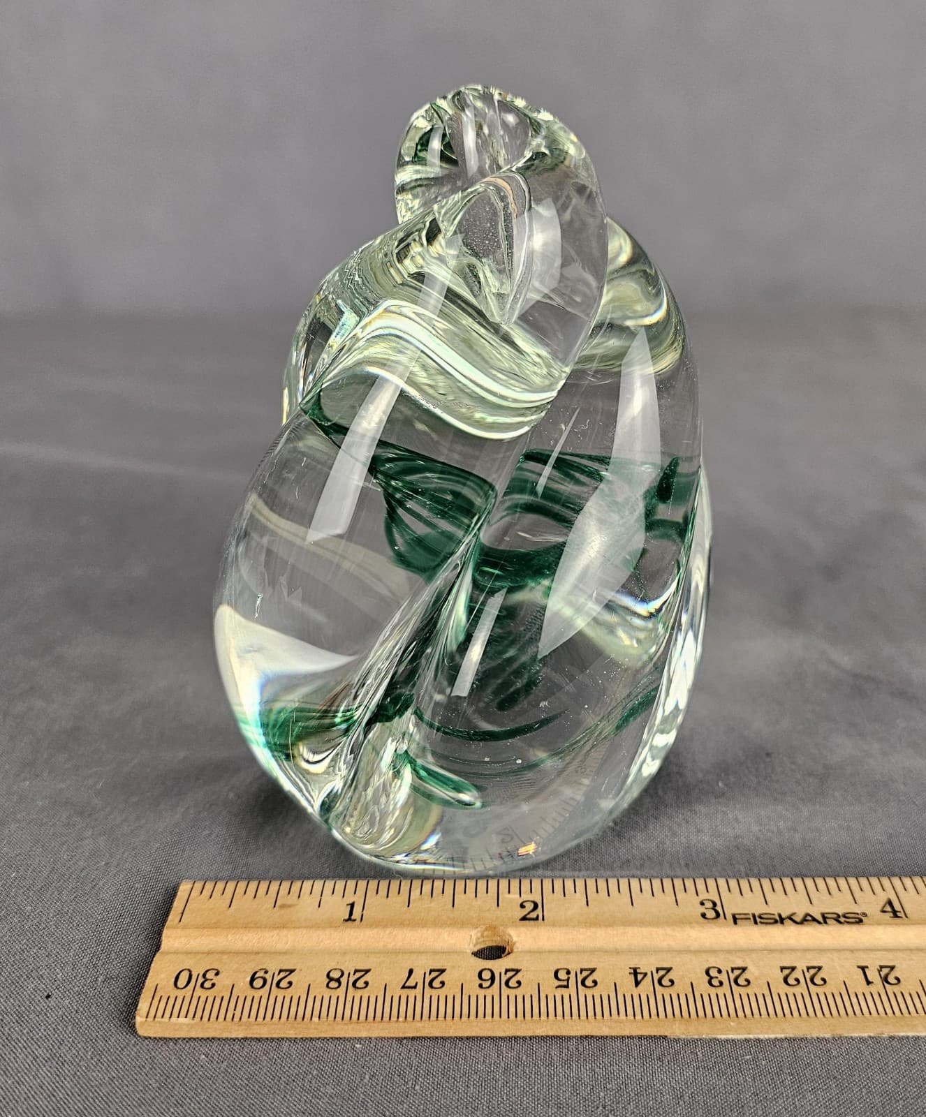 Art Glass Paperweight Gentle Glass WV Egg Shaped Swirl 4" Tall Green - Thumbnail 8