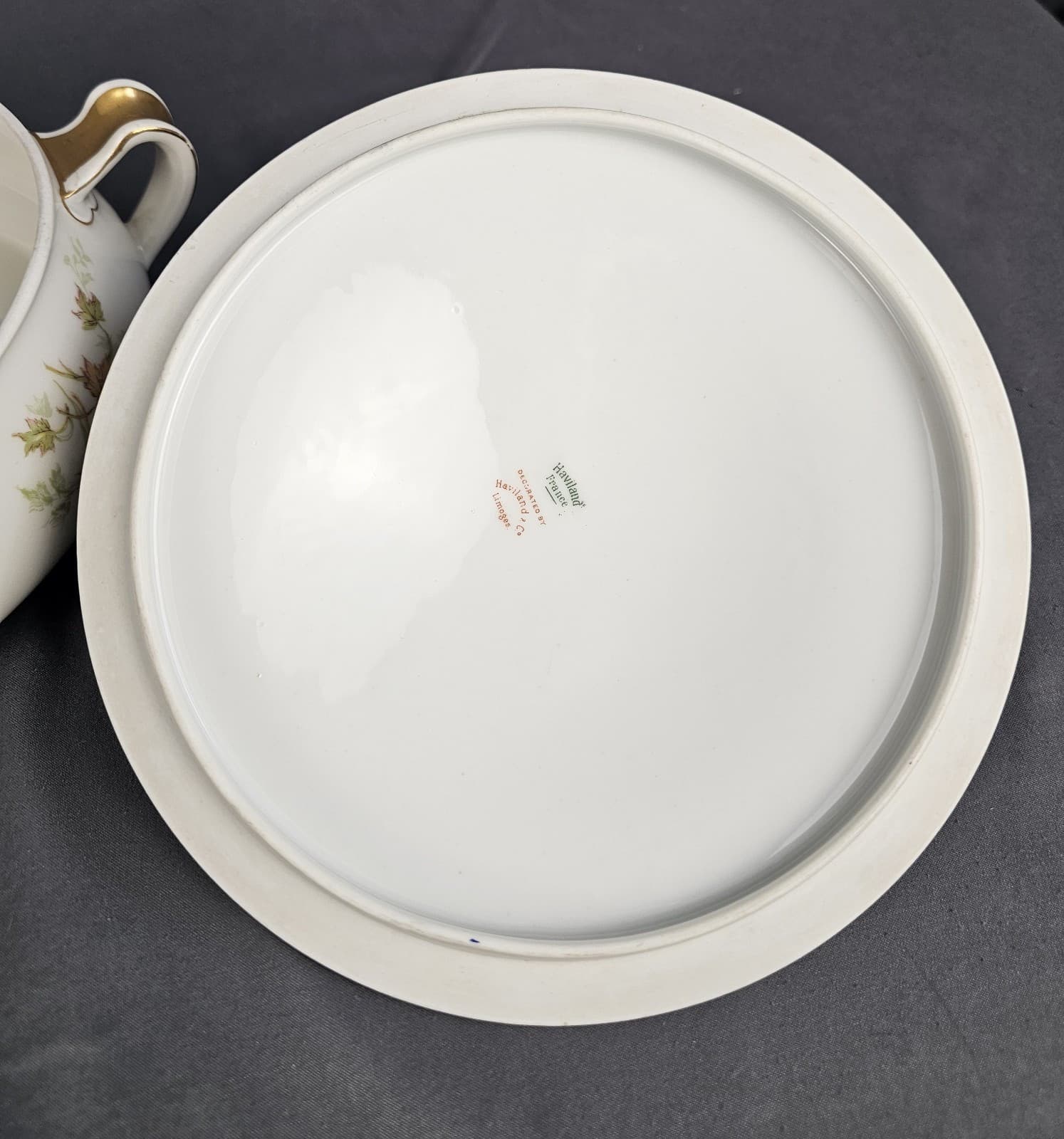 Antique HAVILAND & Co France Limoges Autumn Leaf Porcelain Casserole - Thumbnail 4