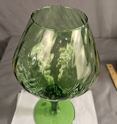 Vintage Italian Green Hand blown Art Glass Vase 11.5" Tall - Thumbnail 2